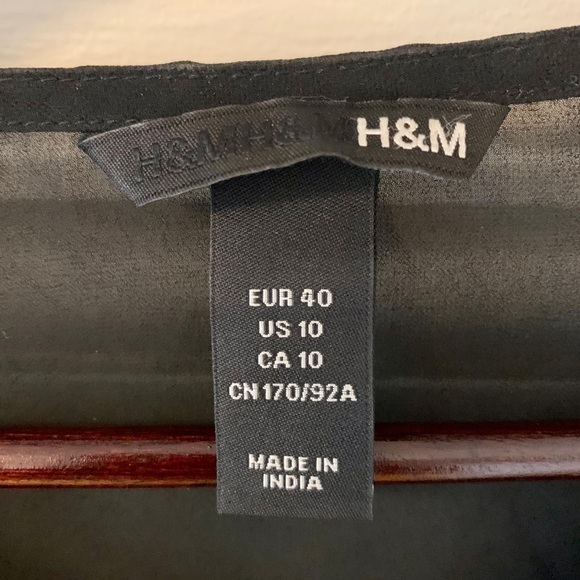 H&M beaded black, sheer short sleeve top - Picture 3 of 3